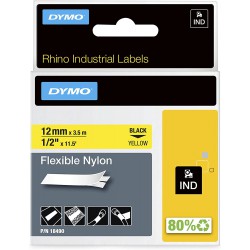 Dymo štítky 18490 ohebný nylon, 12mm x 3,5 m typ RHINO, černá na žluté, S0718080