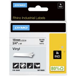 Dymo štítky RHINO vinylové, 19 mm x 5,5 m, černá na bílé, S0718620