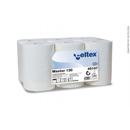 Celtex 40107, Roll Matic bílé jemné papírové ručníky v roli 2 vrstvé, návin 120 m