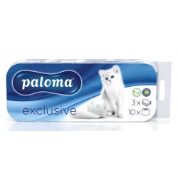 PALOMA EXCLUSIVE Soft , toaletní papír 3 vrstvý bílý 150 útržků, 10 ks