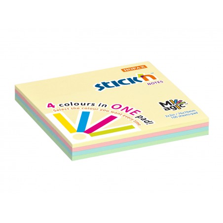 Hopax samolepící bločky Magic Pastel, rozměr 76x76 mm, mix 4 pastelových barev, 100 lístků