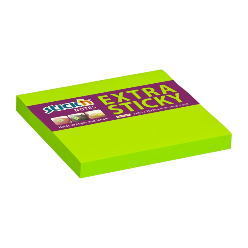 Hopax samolepící bločky Extra Sticky 76 x 76 mm, neon zelený 90 lístků