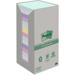 3M Post-it samolepící recyklovaný bloček 654-1RPT, rozměr 76x76 mm, 16x100 lístků, pastelové barvy