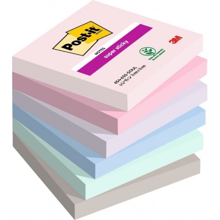 3M Post-it samolepící bločky super silné Soulful Colour Collection, rozměr 76x76 mm, 6x90 lístků