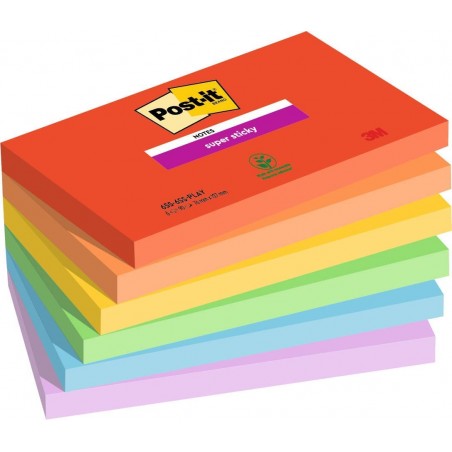3M Post-it samolepící bloček Playful Colour Collection, silně lepící, rozměr 76x127 mm, 6x90 lístků