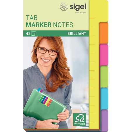 SIGEL HN205 Tab Markers Notes, post it bločky Brilliant, 6 různých barev 6x7 listů, 98x148 mm