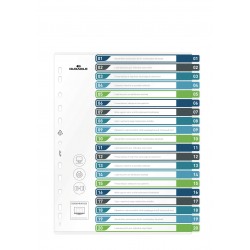 Plastové rejstříky Durable popisovatelné na počítači A4 MAXI, 1-20 dělících listů