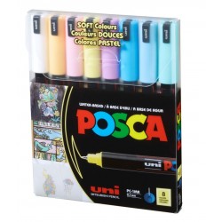 POSCA UNI PC-1MR, sada popisovačů tenký hrot 0,7 mm, set 8 ks,  pastelové barvy