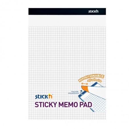 Hopax 21852, Stick'n Sticky Memo Pad - samolepicí blok - 190 x 114 mm, 50 l., bílý, čtvereček