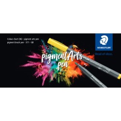 STAEDTLER Pigment Brush Pen, sada štětcových fixů, 12 základních barev