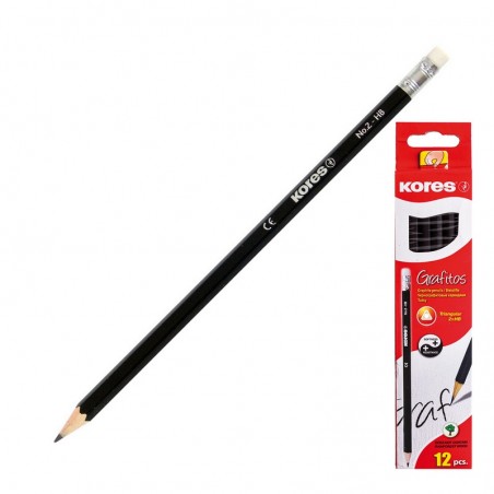 KORES Grafitos, šestihranná tužka s gumou, tvrdost HB