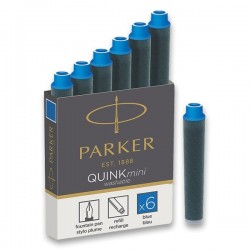 Inkoustové mini bombičky Parker do plnících per modré, sada 6 ks