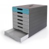 Durable 7763, úložný box na stůl IDEALBOX PRO 7, antracitová/modrá - 7 zásuvek