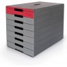 Durable 7763, úložný box na stůl IDEALBOX PRO 7, antracitová/červená- 7 zásuvek