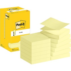 3M Post-it 654 samolepící bloček super sticky "Z", 76x76 mm, silně lepící, 12 ks, kanárkově žlutá