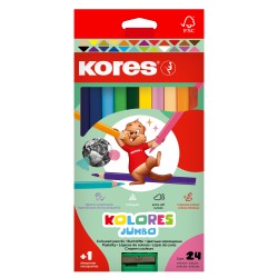Kores Kolores Jumbo, trojhranné pastelky 5 mm, s ořezávátkem - 24 barev