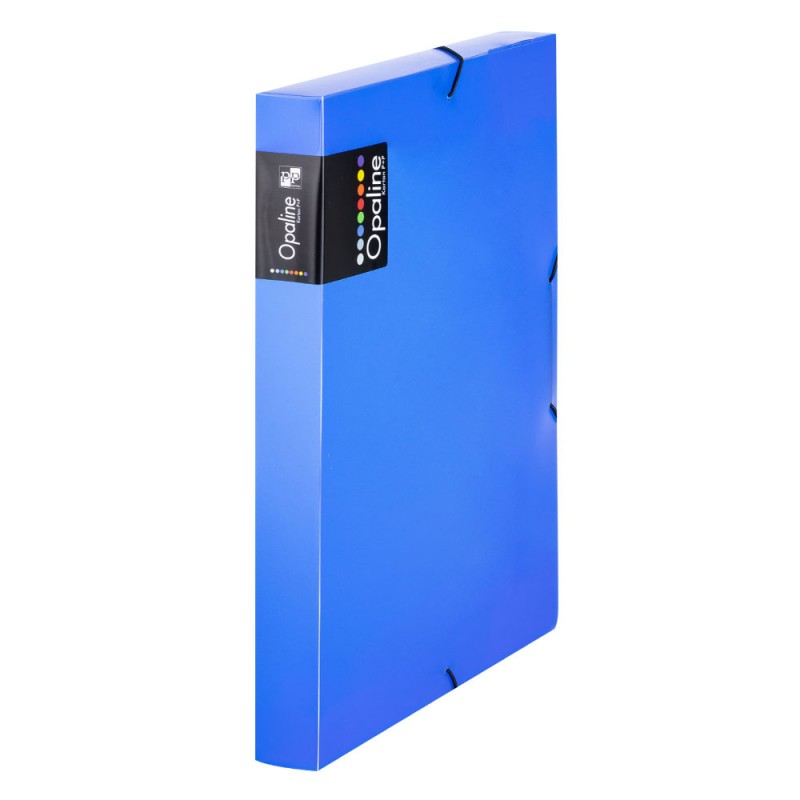 Box na spisy A4 OPALINE s gumičkou, hřbet 3 cm, modrý