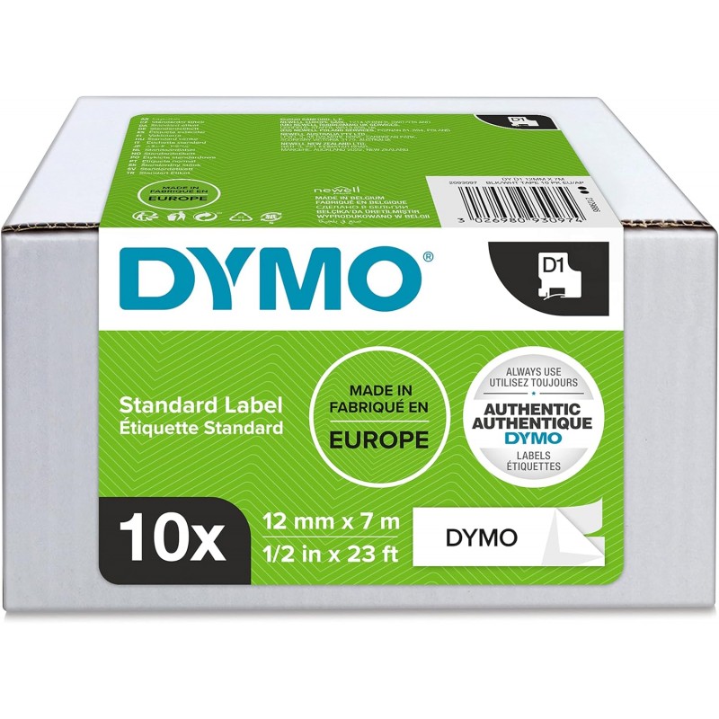 DYMO 45013 polyester páska 12mm x 7m typ D1, černá na bílé, Value pack 10 ks