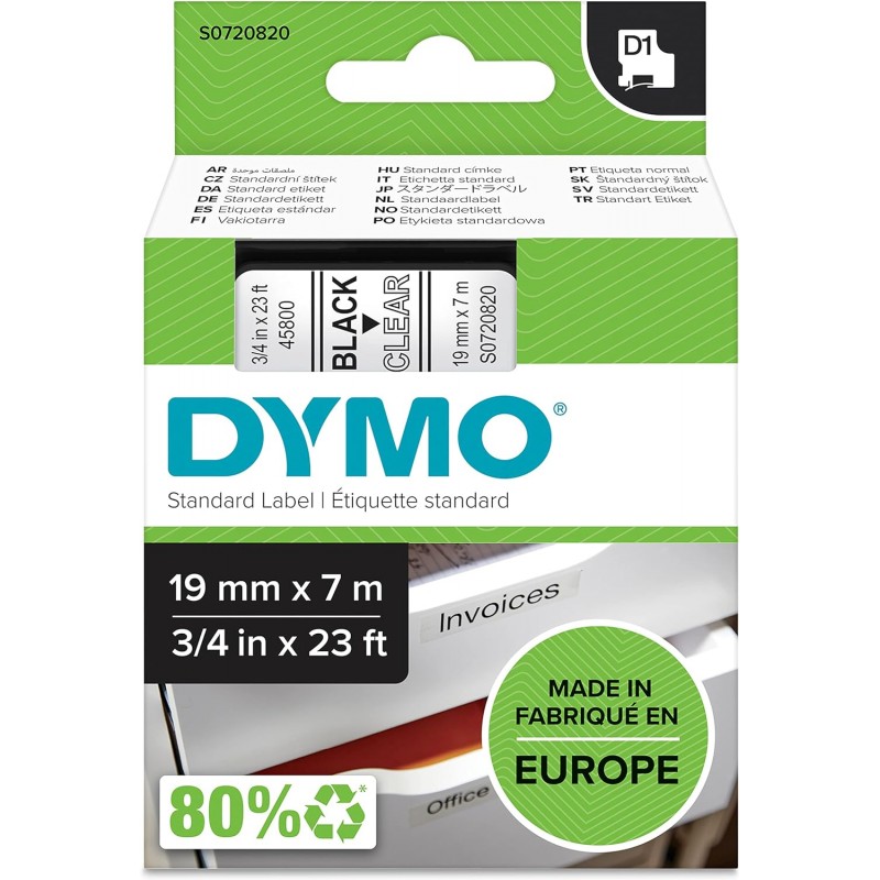 DYMO 45800 polyester páska 19mm x 7m typ D1, černá na průhledné, S0720820