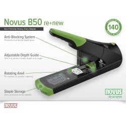 NOVUS B 50 Re+new, Sešívačka bloková, výkon 140 listů, zeleno černá