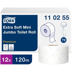 Tork 110255, Mini Jumbo, extra jemný 3-vrstvý toaletní papír 12 ks Premium, T2, 120m